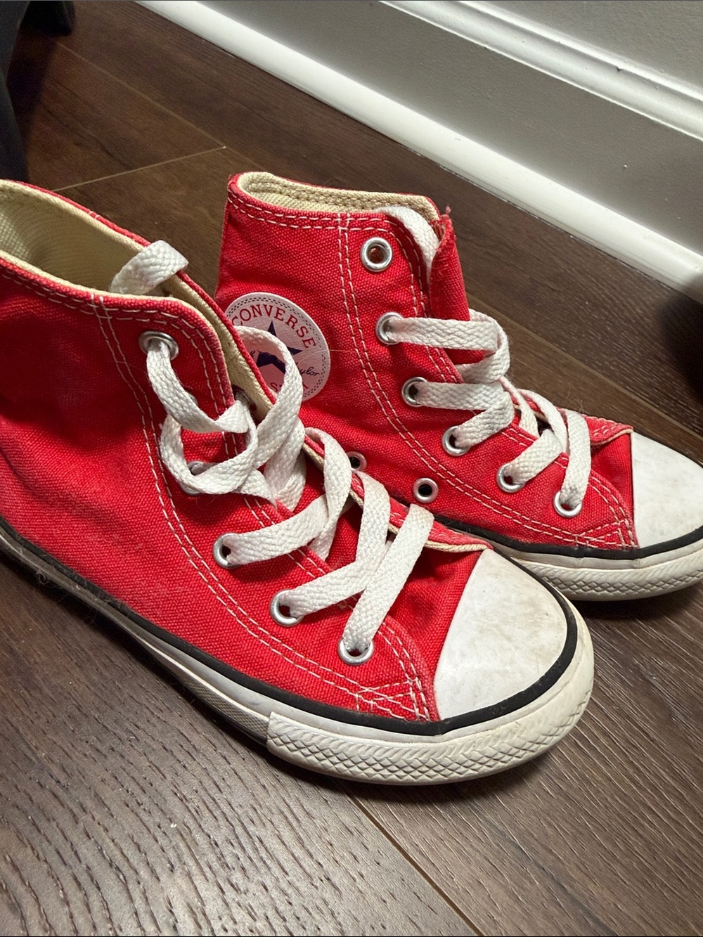 Converse Kids Red High-Top Canvas Sneakers with White Laces